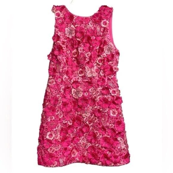 Alice + Olivia Lindsey Floral Embellished Mini Gown in PINK Candy Multi Size 6 - Picture 7 of 10